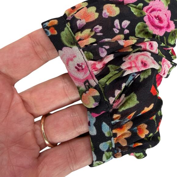 Yumi Kim Floral Print Romper Women's Large Long Balloon Sleeves Flowy Romantic - Picture 11 of 16